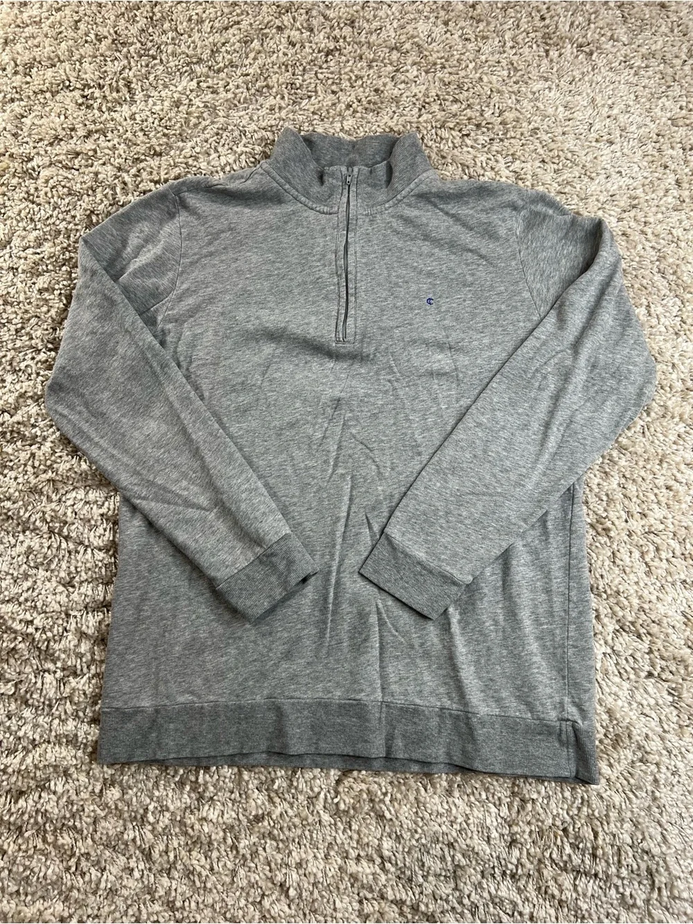 Criquet Men’s Heather Gray Half‑Zip Mock Neck Sweater medium